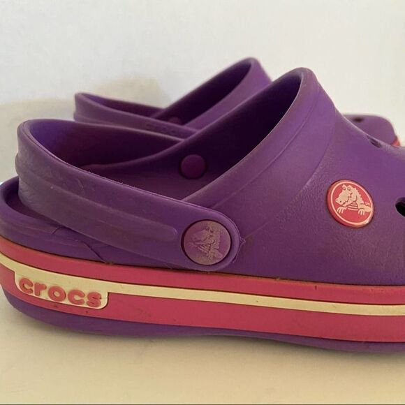 CROCS Purple Pink Slip-On Shoes Size 1 - Picture 3 of 6